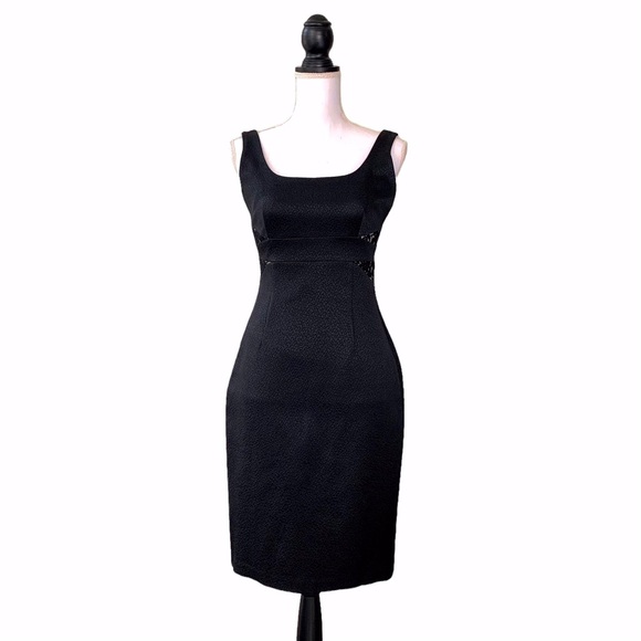 DAVID MEISTER BLACK BODYCON SLEEVELESS EVENING DRESS - Picture 6 of 16